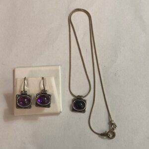 Shablool Didae Sterling Silver and Amethyst Earrings and Necklace